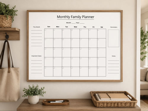 Monthly Family Planner Printable – Simple Family Calendar PDF